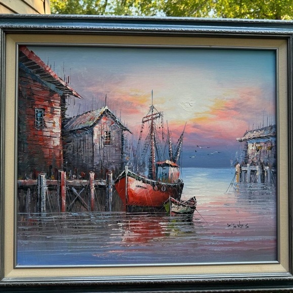 Meet the Posher Other - Vintage Framed Oil Painting on Canvas by W. Jones